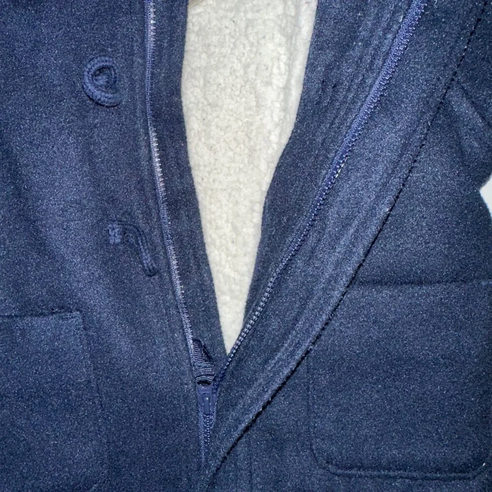 Kids Oshkosh Osh Kosh B'Gosh Toggle Jacket Coat 9m months NAVY plaid sherpa